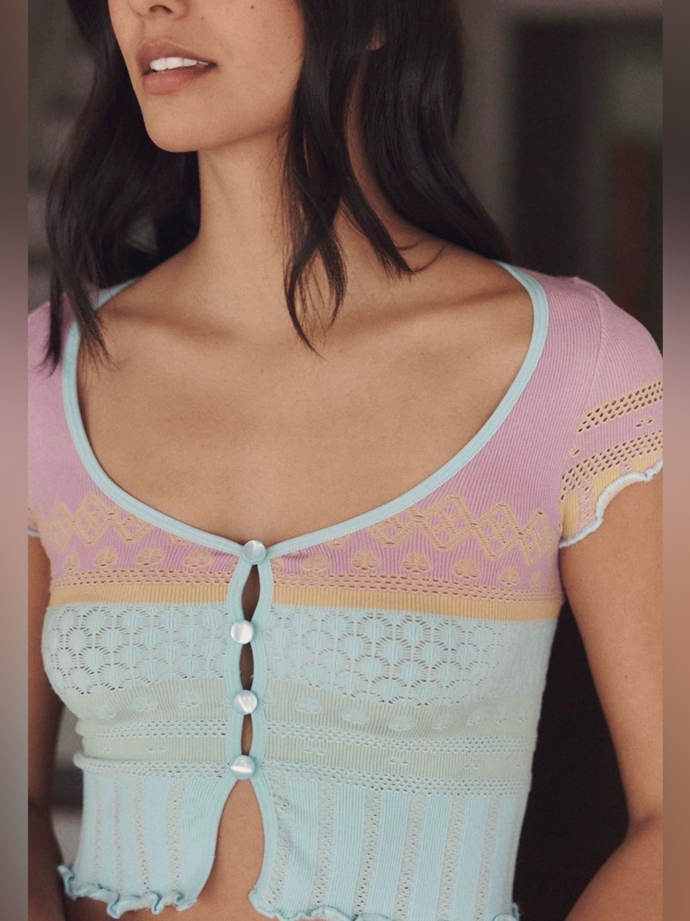 ✨ Anthropologie Textured Seamless Crop Top